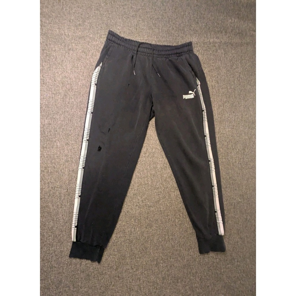 Puma Joggers Sweatpants Distressed Mens Y2K Large Black Logo Gym‎ Pants